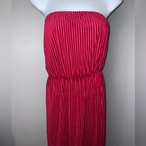 Vintage Red Strapless Pleated Sundress